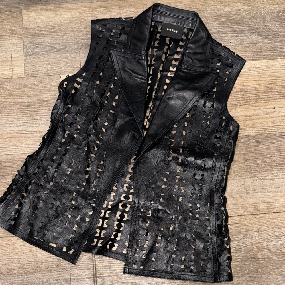 Akris Black Leather Cutout Leather Vest